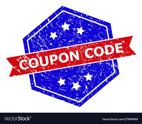 Hexagonal Bicolor Coupon Code Seal With Grunge Vector Image
