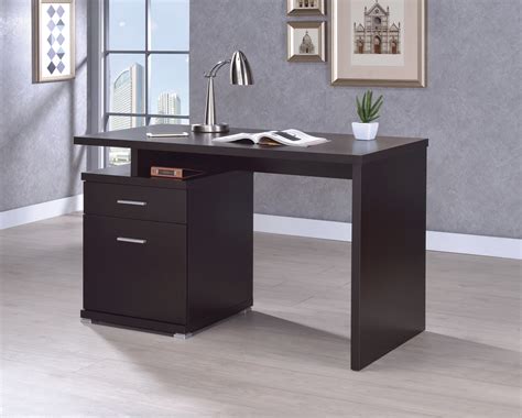 Irving 2 Drawer Office Desk With Cabinet Cappuccino Coaste