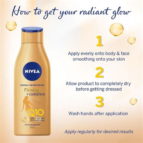 nivea q10 gradual tan firming body moisturiser fair to medium skin ocado