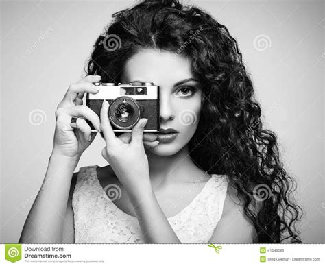 Portrait Of Beautiful Woman With The Camera Girl