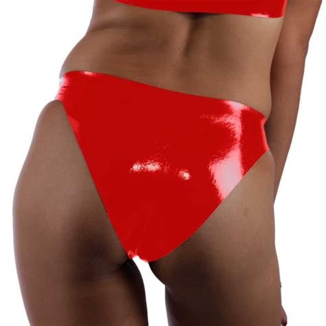 latex rubber red bikini bottoms panties one size ebay