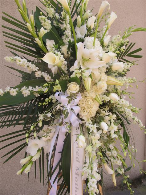 all white spray funeral flower arrangements memorial flowers funeral flowers
