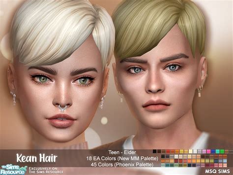 Sims Kean Hair By MSQSIMS Base Game Teen Elder Female Male New Maxis Match