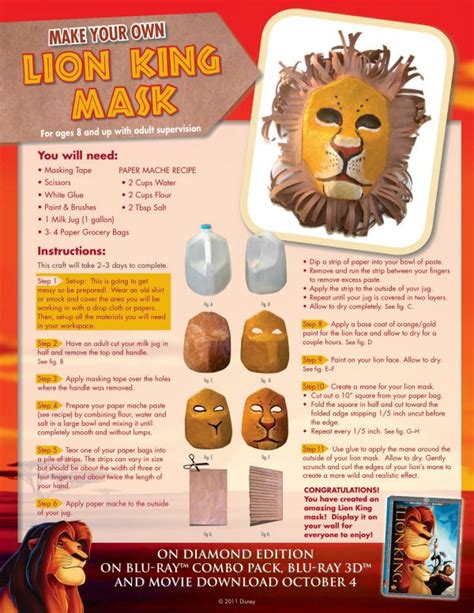 Make Your Own Lion King Mask Craft Free Printable Disney Diy