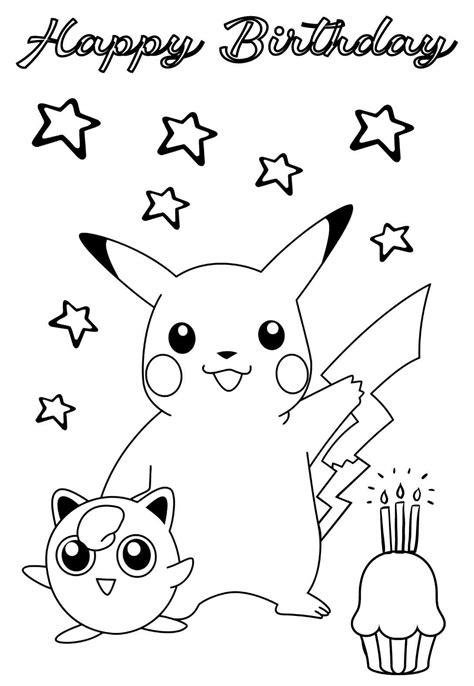 Printable Pokemon Happy Birthday Coloring Pages Happy Birthday Images