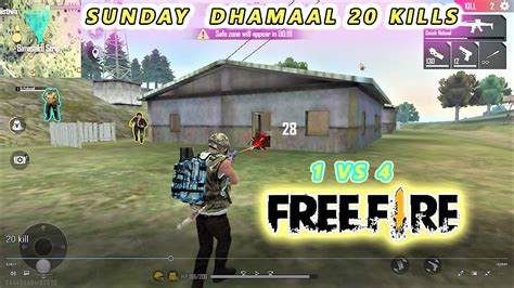 Free fire is the ultimate survival shooter game available on mobile. SUNDAY DHAMAAL FREE FIRE PC GAMEPLAY 1 vs 4 ( 20 Kills ...