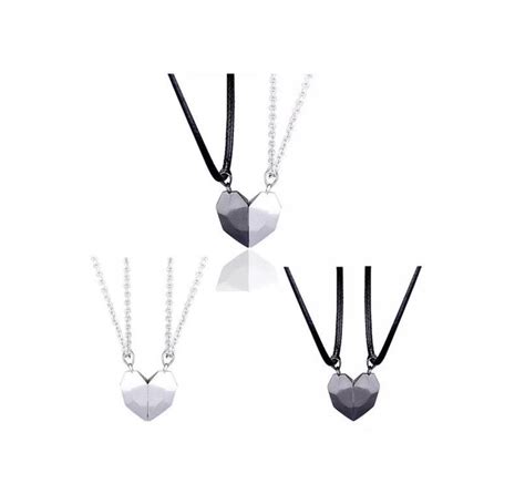 2 piece set magnetic couples necklace lovers heart pendant etsy