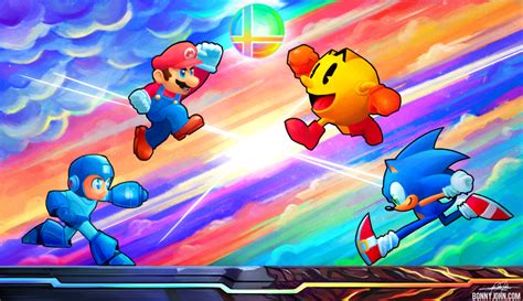 Mario Sonic Pac Man Mega Man Smash Speedpaint By Bonnyjohn On