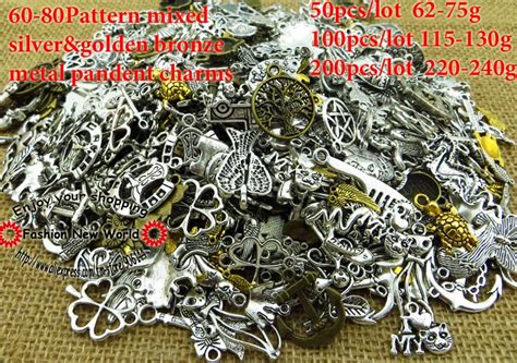 60 80pattern Mixed 200pcs Assorted Charms Antique Bronze Plated Alloy