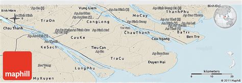 Shaded Relief Panoramic Map Of Tra Vinh