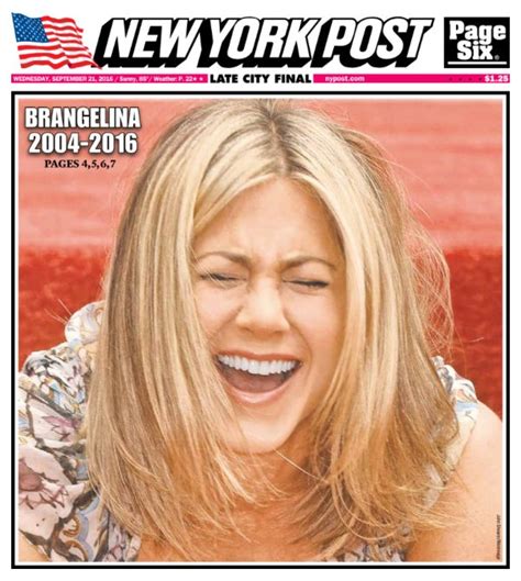 Outrage At Jennifer Aniston New York Post Cover Celebrity Gossip And