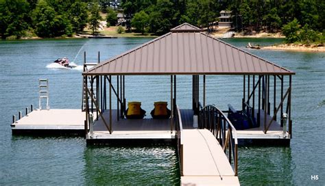 Hip Roof Covered Boat Docks H5 With Images Boat Dock Lake Dock
