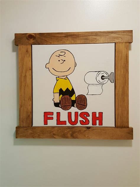 Check out our bathroom snoopy selection for the very best in unique or custom, handmade pieces from our bathroom décor shops. Charlie Brown flush sign. Snoopy bathroom. | Brown ...