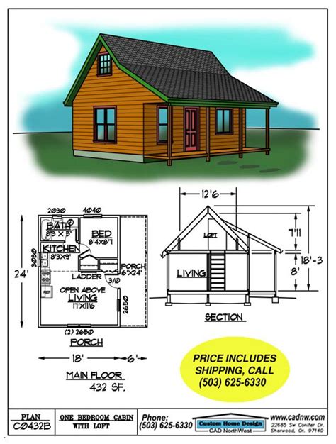 Small Cabin Floor Plans C0432b Cabin Plan Details Tiny House