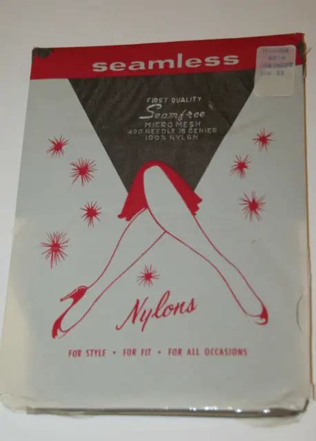 Vintage Nylons Seamless Evening Sheer Pantyhose Stockings Size