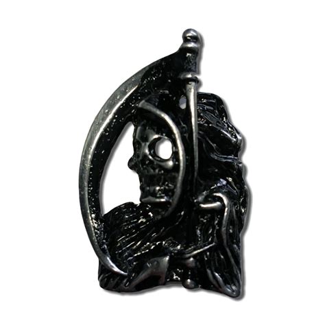 High Quality Large Grim Reaper Pewter Pin Badge With Locking Backs