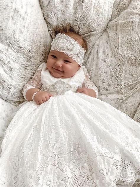 Long Sleeve Baptism Dress In 2021 Baby Blessing Dress Baby