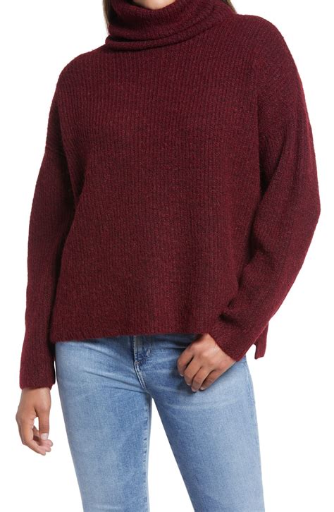 Womens Vero Moda Daisy Turtleneck Sweater Size Large Burgundy