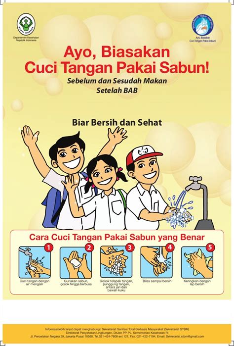 Cara mencuci tangan dengan menggosokkan. Poster Cuci Tangan Pakai Sabun: 20 Contoh Desain Yang ...