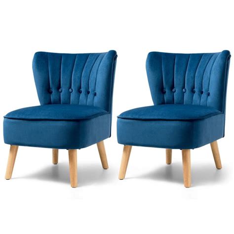 Giantex Set Of 2 Armless Accent Chair Wingback Velvet Sofa Chair W