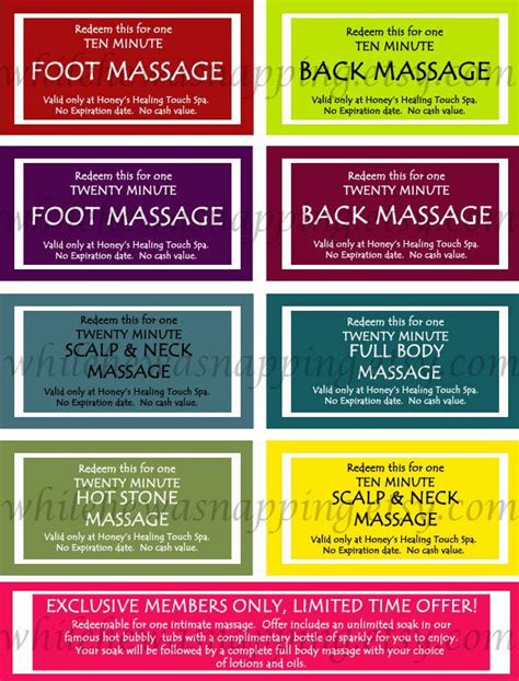 Massage Coupons Or Love Voucher Printable Love Coupon Or Naughty