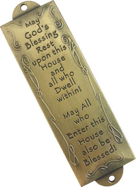 Holy Land Market Shema Metal Blessing Mezuzah With Scroll By Holy Land
