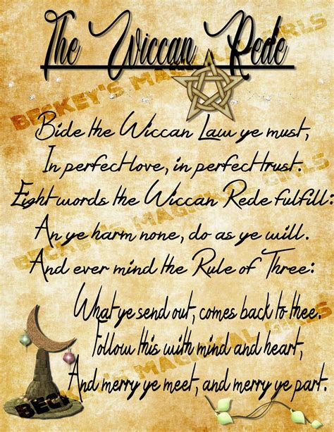 The Wiccan Rede BOS Page Short Version | Etsy