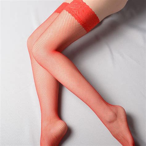 Sexy Women Fashion Ultrathin Lace Top Fishnet Thigh High Silk Stockings