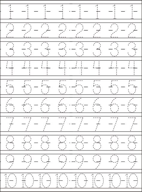 Number Tracing Sheets Printable