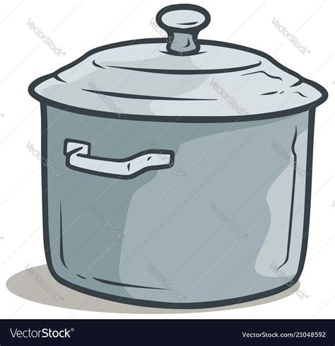 Cartoon Gray Cooking Pot With Cover Royalty Free Vector