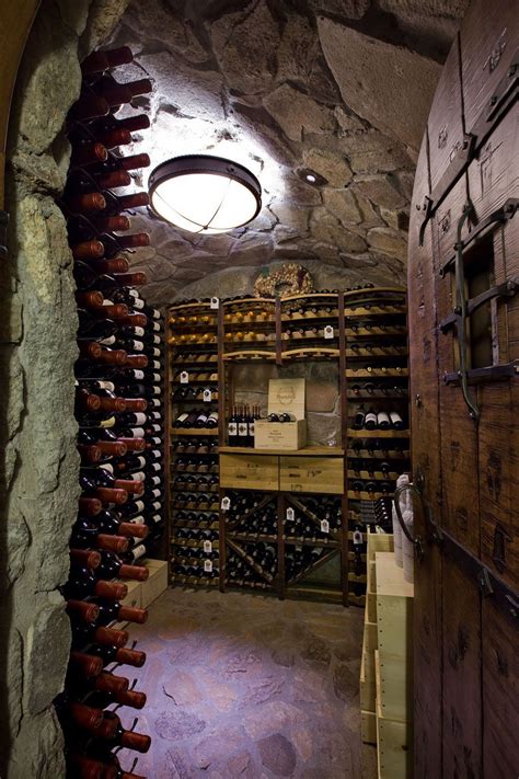 Concrete Floor With Basement Stone Wine Cellar Wooden Wine Cabinet