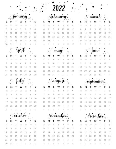 free printable at a glance calendar 2022 world of printables