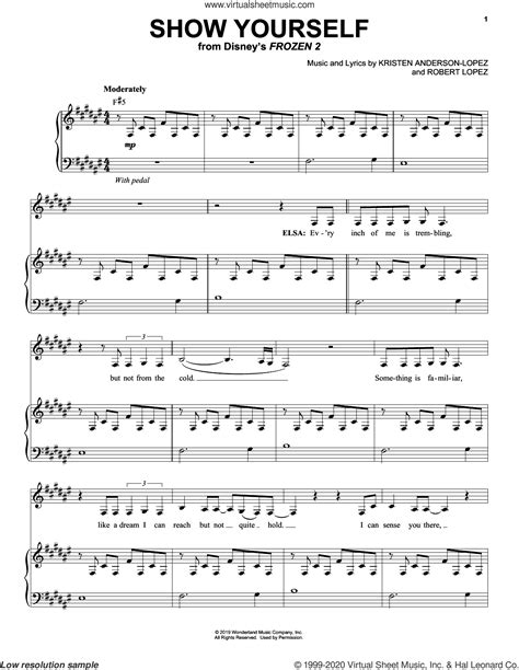 Show Yourself From Disneys Frozen 2 Sheet Music For Voice And Piano