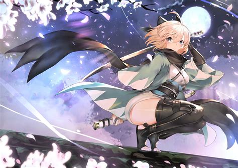 Fate Series Fategrand Order Okita Souji Sakura Saber 1080p Wallpaper