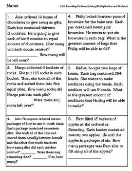 Addition and subtraction problems addition and multiplication problems multiplication and division problems problems with all 4 operations. Two-Step Multiplication and Division Worksheet TEKS 4.4H | Multiplication, division worksheets ...