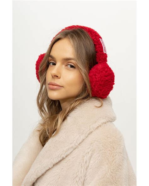 Dsquared² Faux Fur Ear Muffs In Red Lyst