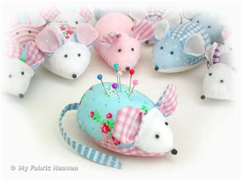 cute mouse pin cushion printed sewing pattern and by myfabricheaven