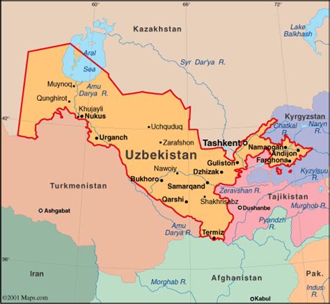 Uzbekistan Map Political Regional Maps Of Asia Regional Political City