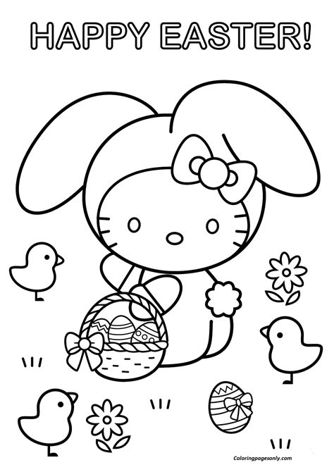 Hello Kitty Happy Easter Coloring Page Free Printable Coloring Pages