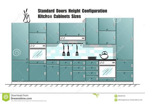 The best kitchen cabinets on a budget are stock kitchen cabinets. Graphic Table With Standard Door Sizes, Kitchen Cabinets Planner Stock Vector - Illustration of ...