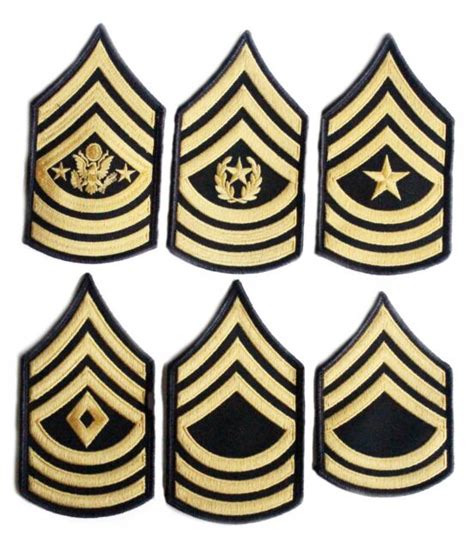6 Pair Us Army Leadership Sergeant Rank Blue Gold Chevron Patches