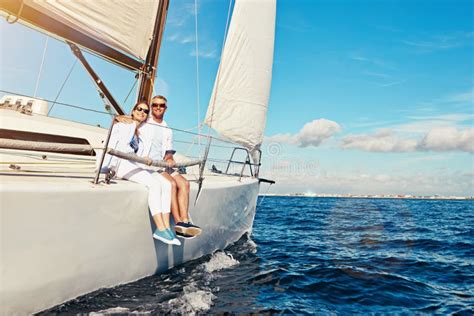 Sea Portrait And Mature Couple On A Yacht For Adventure Holiday