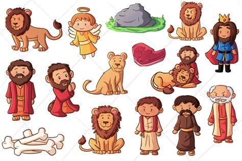 Daniel And The Lions Den Clip Art Collection Bible Story Clipart Sunday School Clip Art Etsy