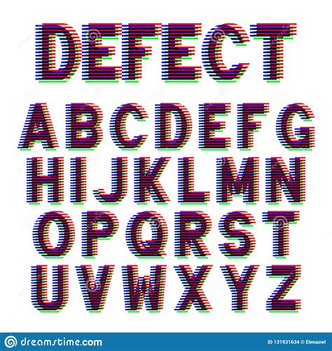 Decorative Alphabet Letters With Offset Printing Effect Stock Vector