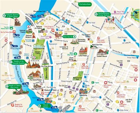 Detail Bangkok Travel Map For Tourists About Bts Bangkok Thailand Airport Map