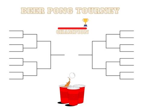 16 Team Beer Pong Tournament Bracket Instant Download Etsy