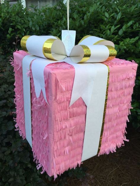 Pink Gift Box Pinata Pull Strings Or Traditional En Pi Atas