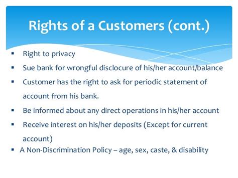 Rights And Duties Of Customers Banking Operations