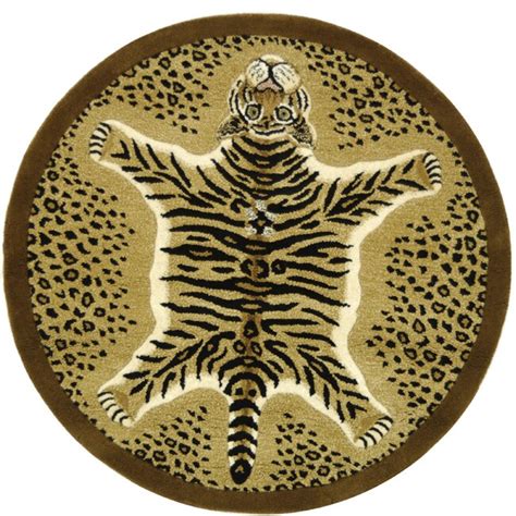 Shop Safavieh Handmade Safari Tiger Print Wool Rug 6 X 6 Round