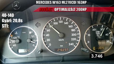 MERCEDES W163 ML270CDI 163HP OPTIMALIZÁLÁS 200HP MTChip YouTube